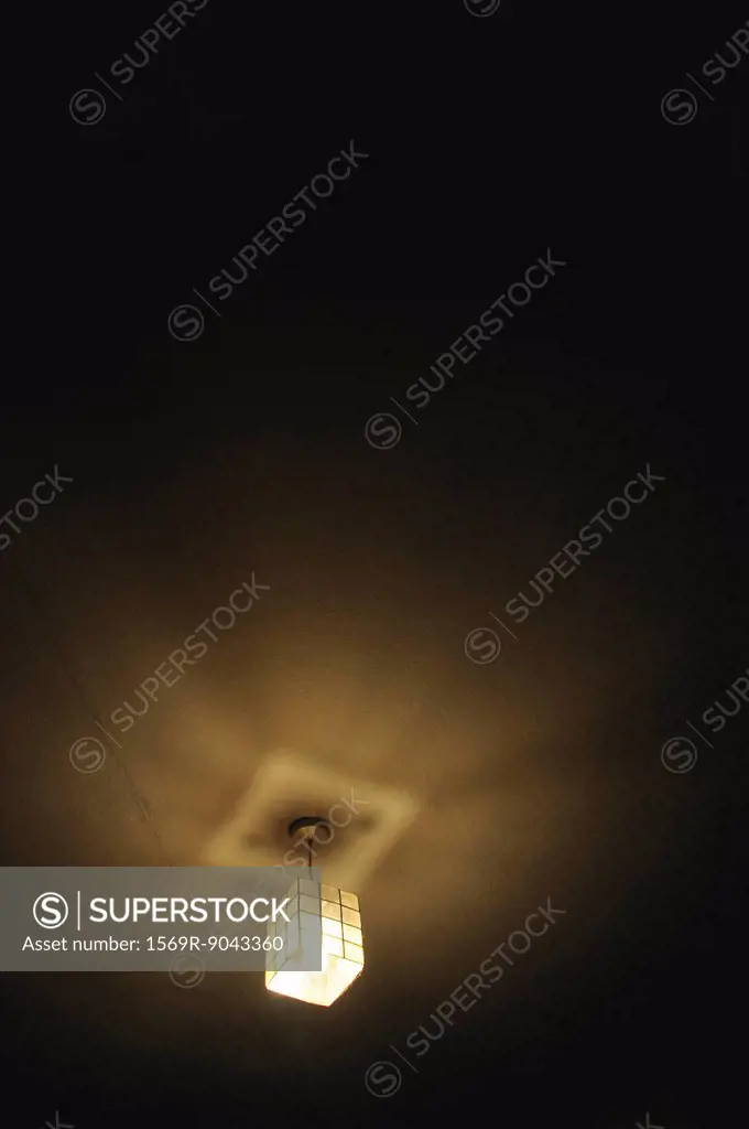 Ceiling light illuminated at night