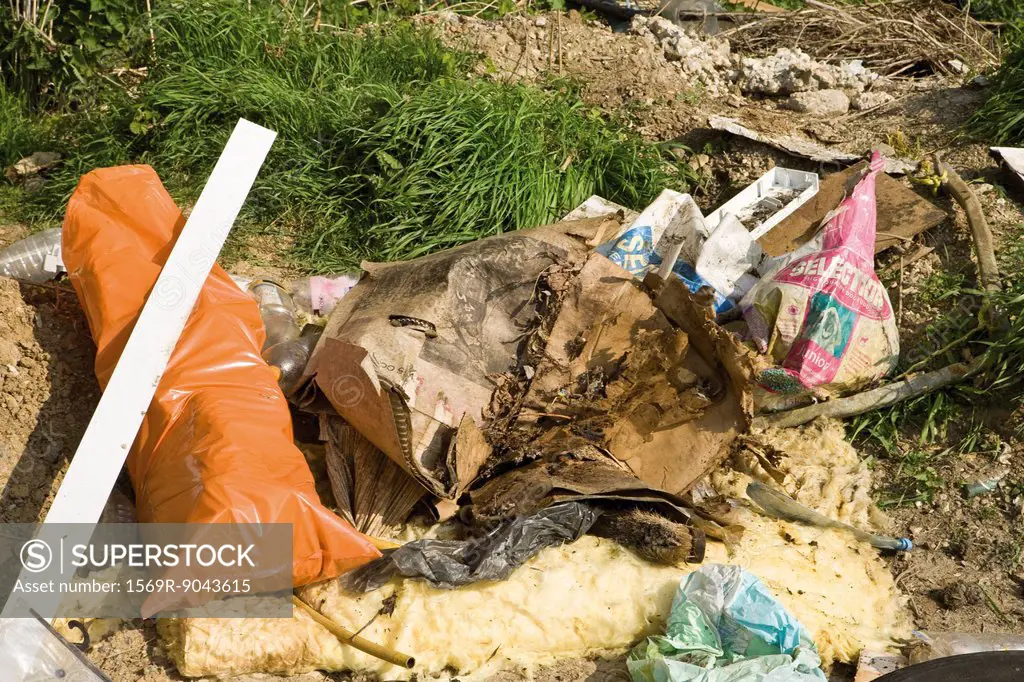 Garbage piled up outdoors