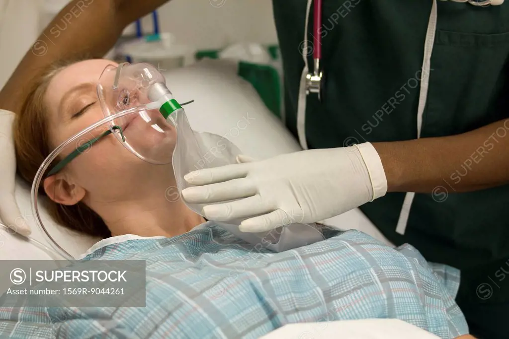 Patient receiving oxygen treatment