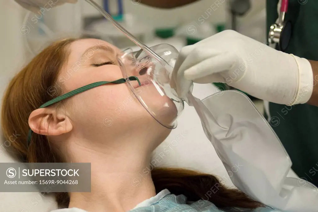 Patient receiving oxygen treatment