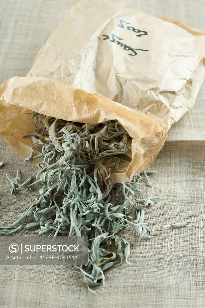 Bag of dried sage leaves