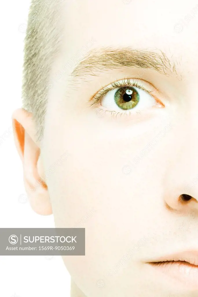 Young man´s face, extreme close-up