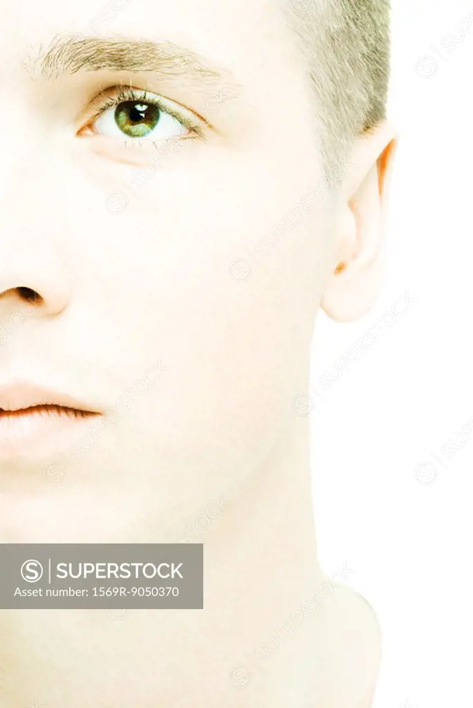 Young man´s face, extreme close-up