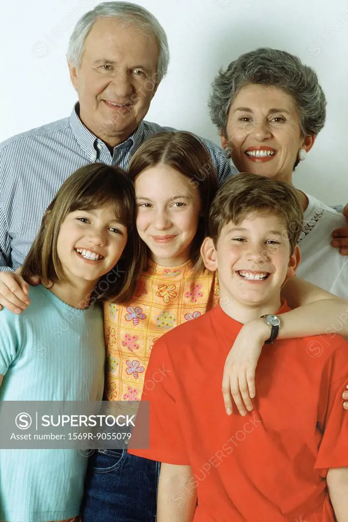 Grandparents and three grandchildren, portrait