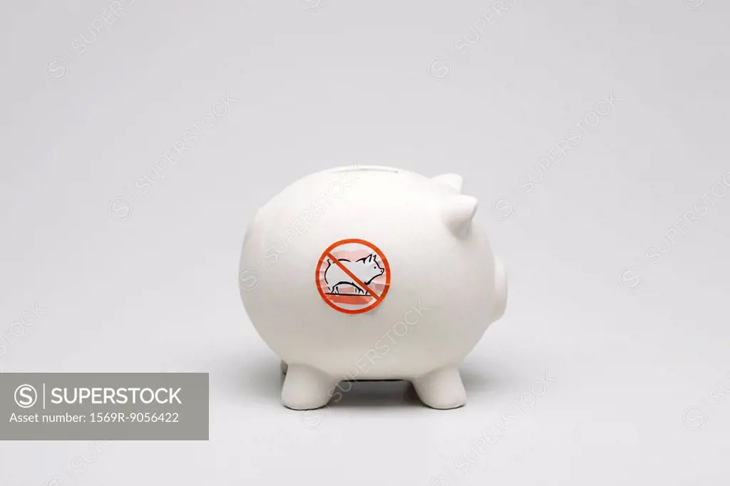 Swine flu concept, piggy bank with no pigs symbol on side
