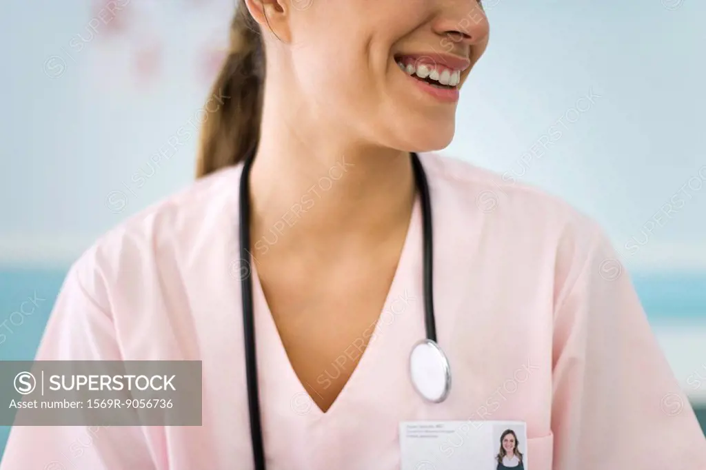 Nurse smiling, cropped