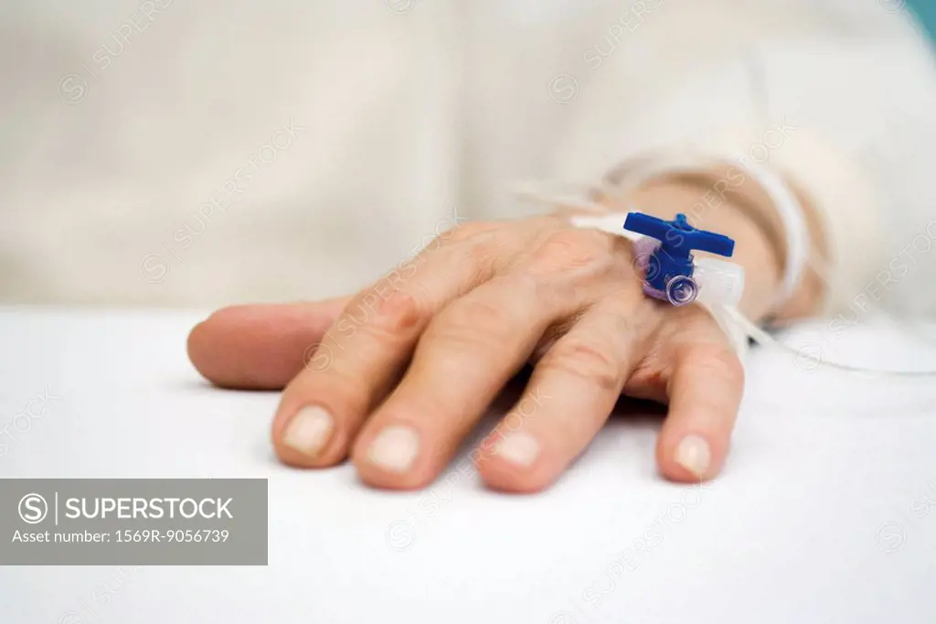 Patient´s hand with IV drip