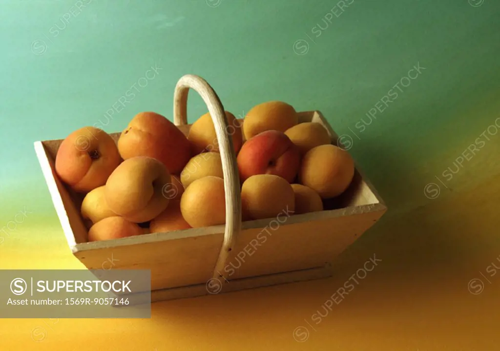 Apricots in wooden basket