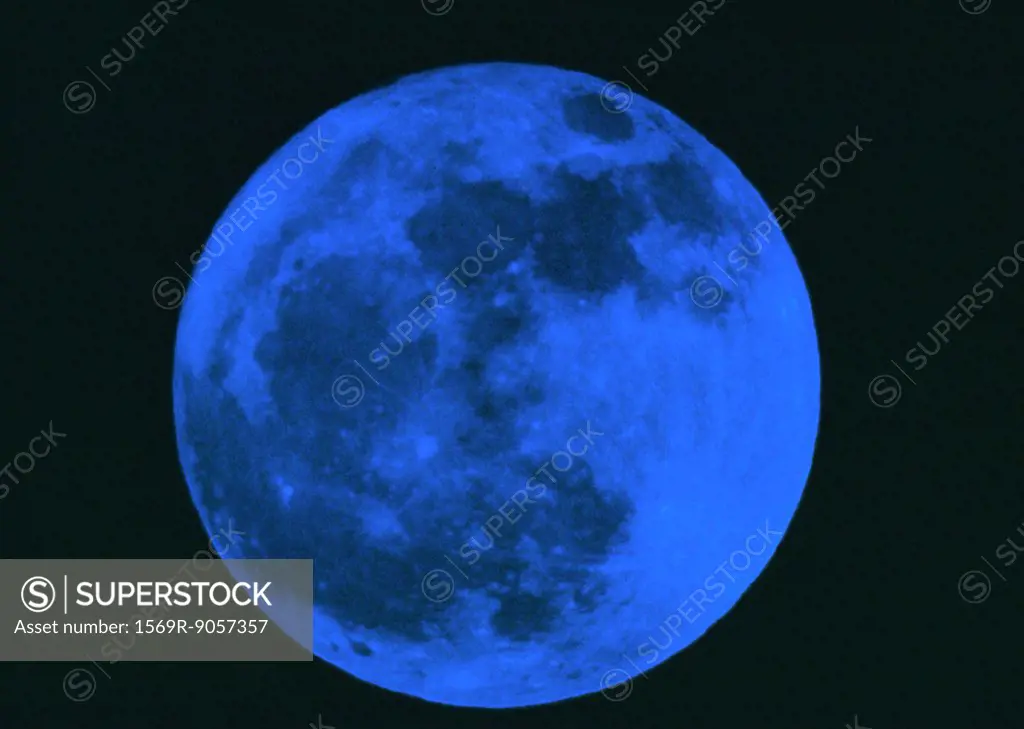 Moon, blue toned, close-up