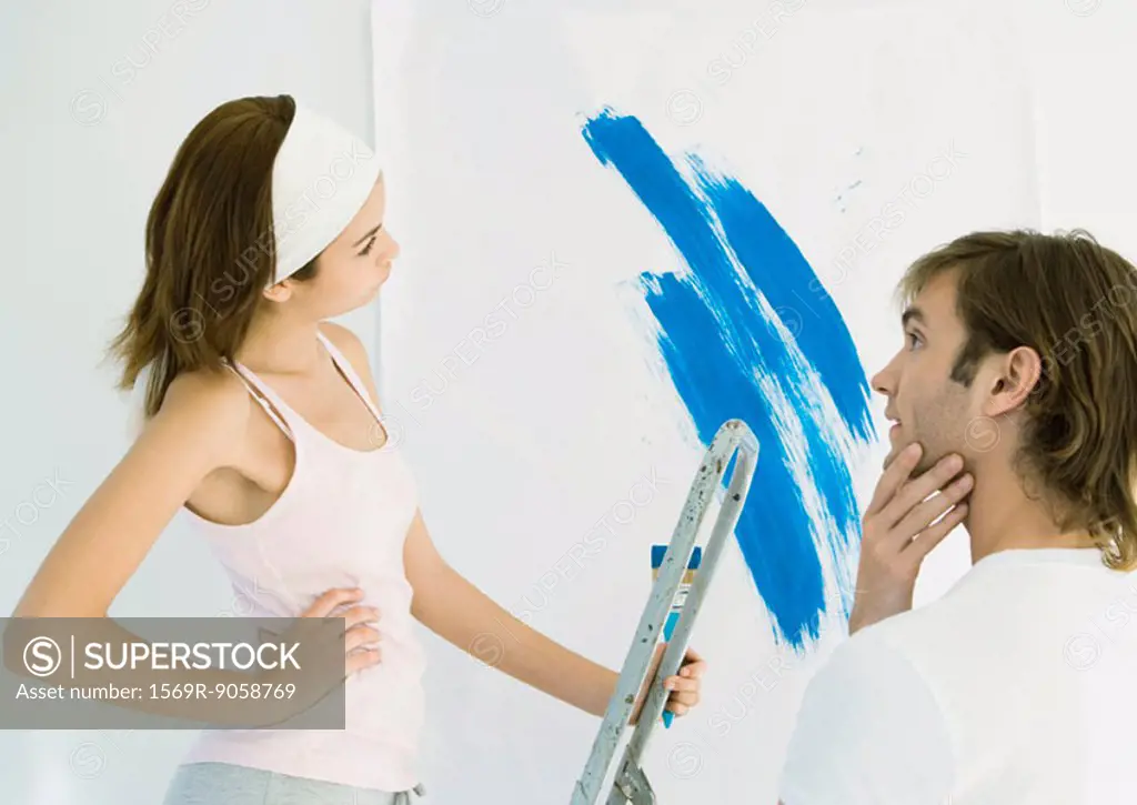 Couple deciding on paint color