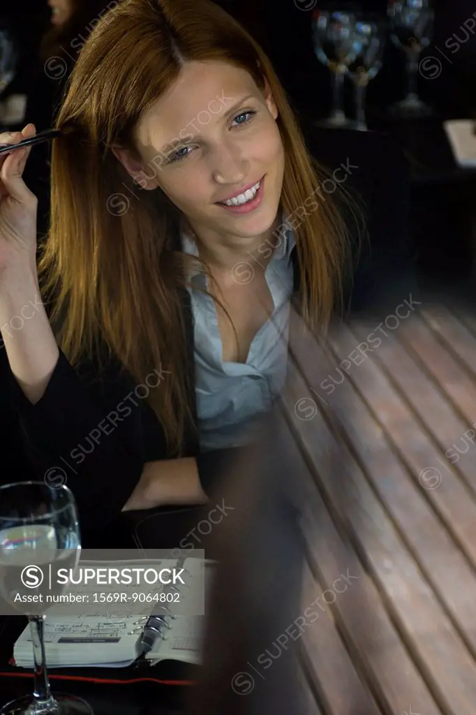 Woman sitting in cafe