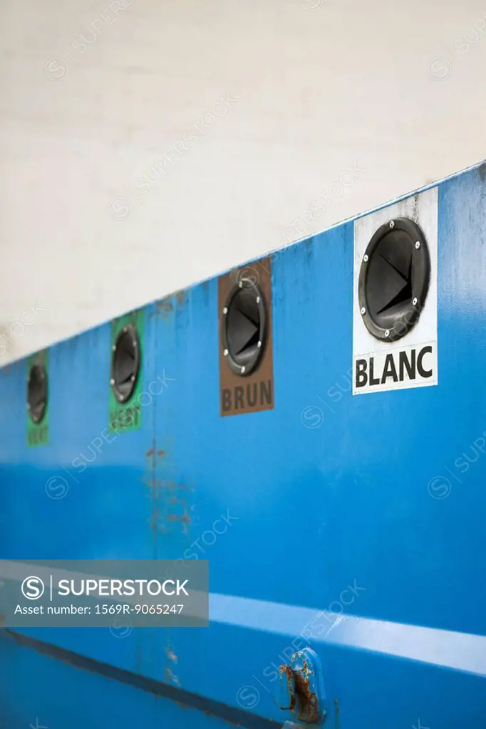 Recycling center with color-coded signs