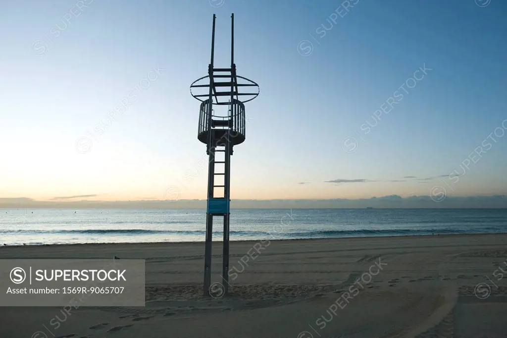 Lifeguard chair on deserted beach