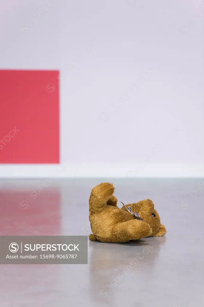 Teddy bear left lying on floor