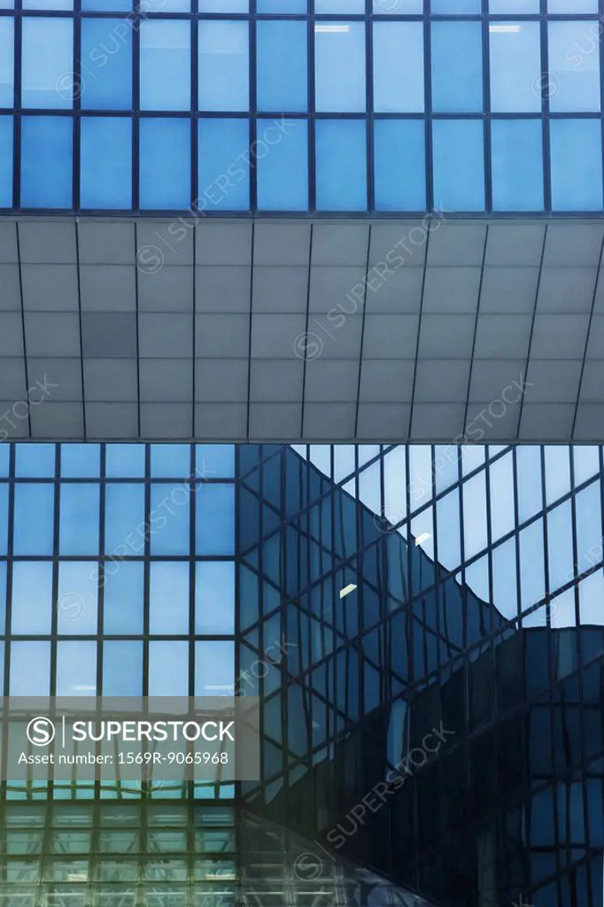 Glass facade of office building