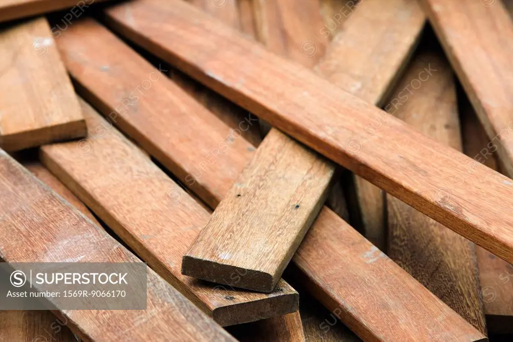 Pile of weathered wood planks