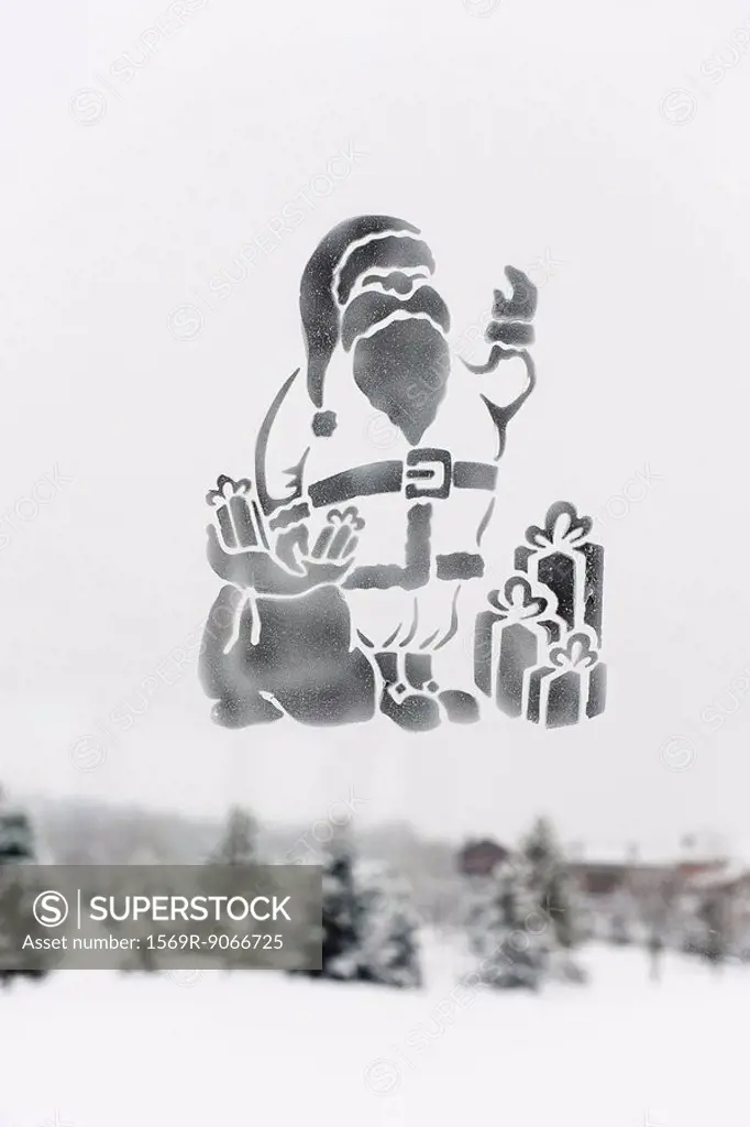 Santa Claus image on frosted glass