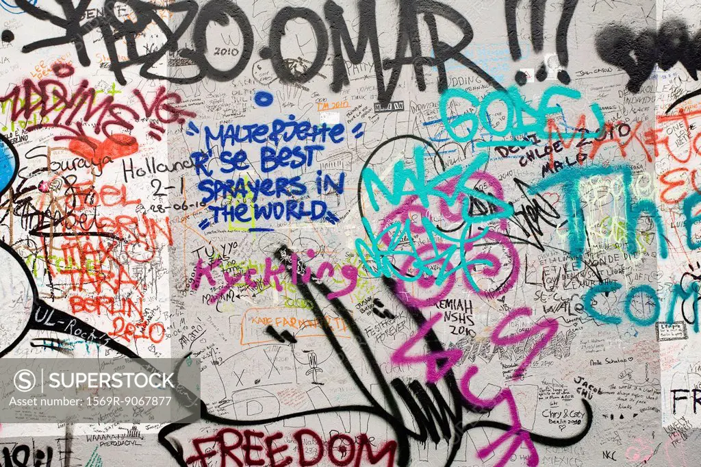 Graffiti covering a section of the Berlin Wall, Berlin, Germany