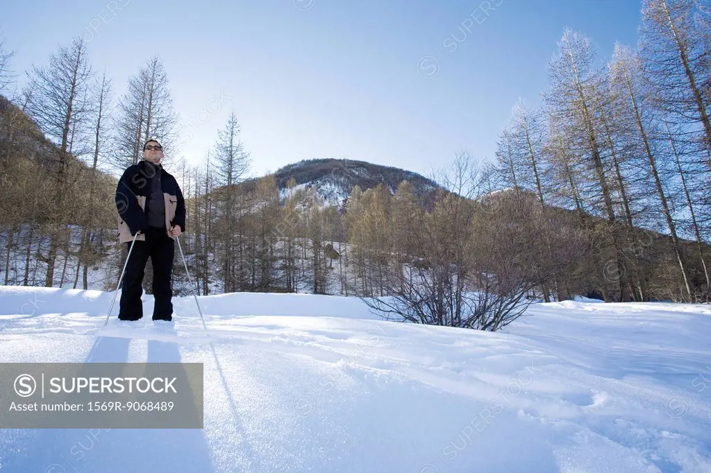 Man enjoying winter outdoors