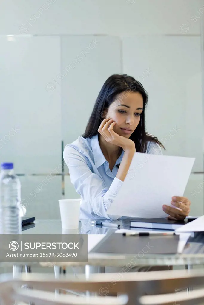 Businesswoman reading document