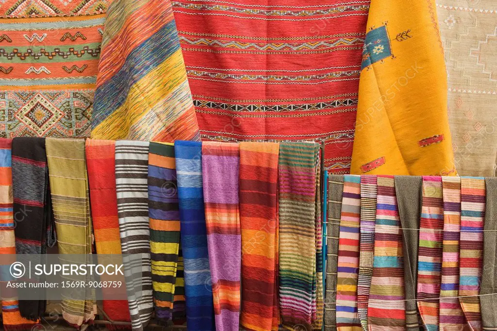 Brightly colored textiles, full frame
