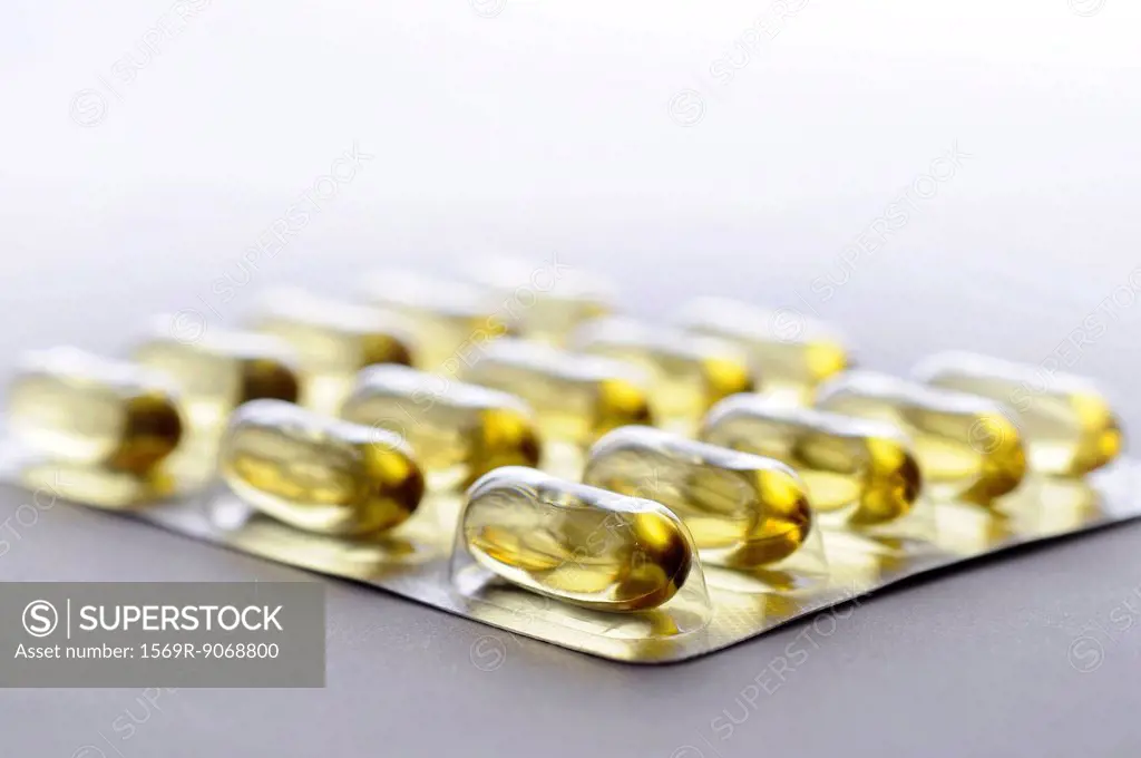 Cod liver oil capules in blister pack