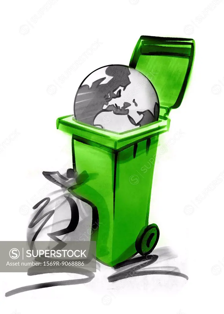 Planet in garbage can