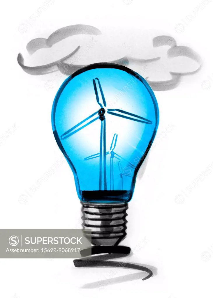 Wind turbines in light bulb