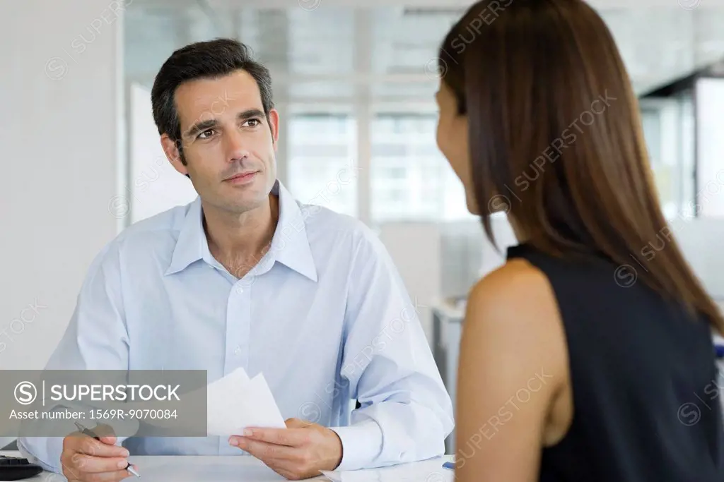 Businessman conducting job interview