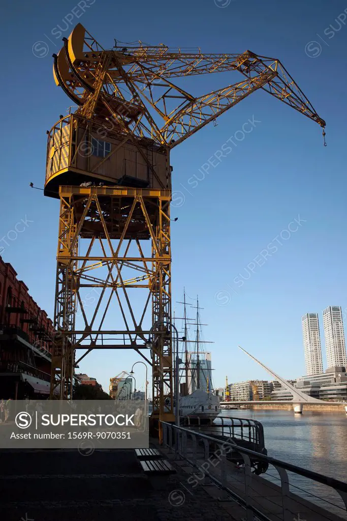 Shipping crane in city dock