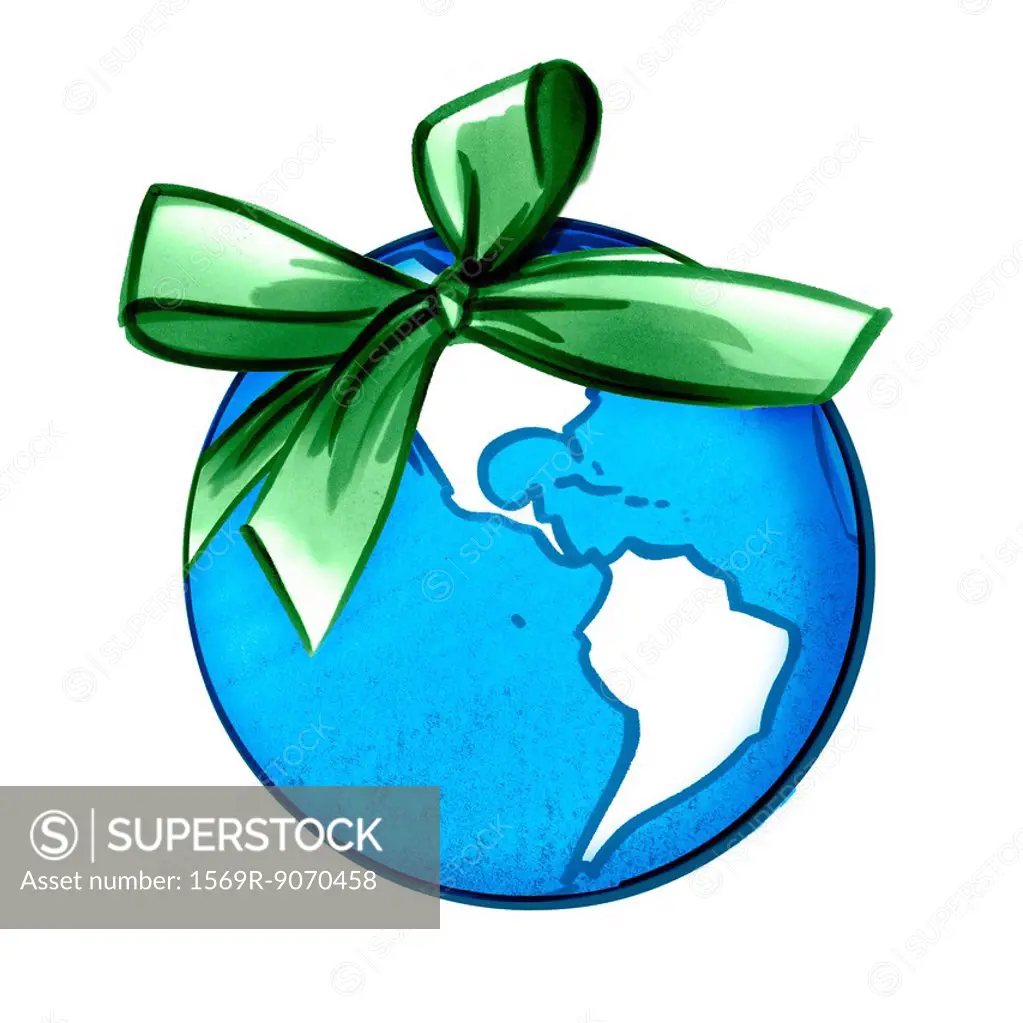 Earth wrapped in ribbon