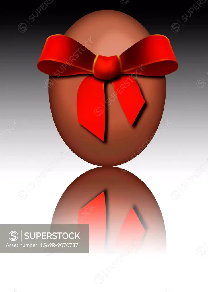 Chocolate Easter egg wrapped in red bow