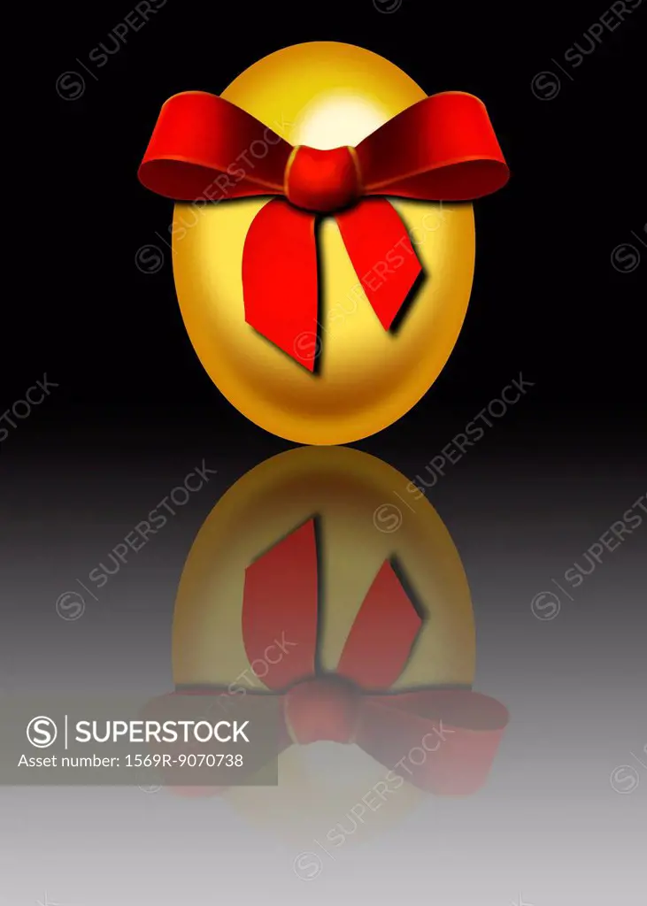 Golden Easter egg wrapped in bow