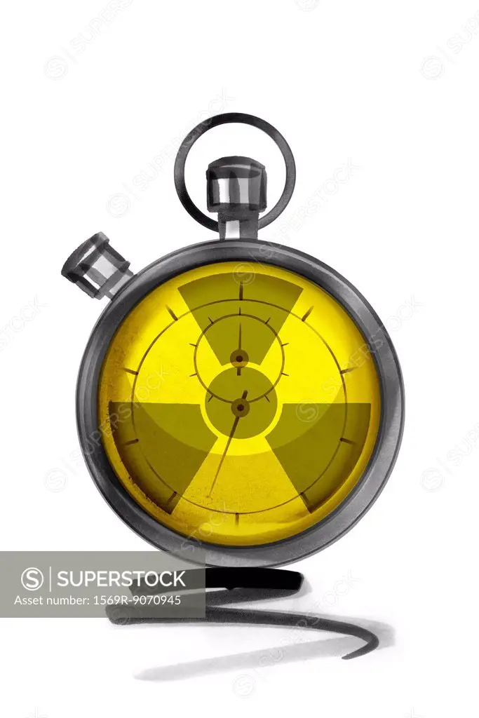 Stopwatch with radiation warning symbol