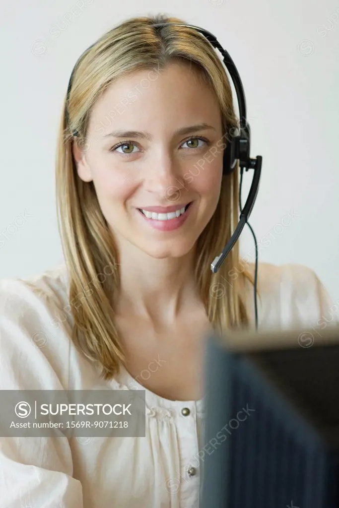 Female telemarketer, portrait