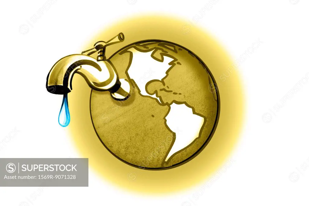 Earth with dripping faucet