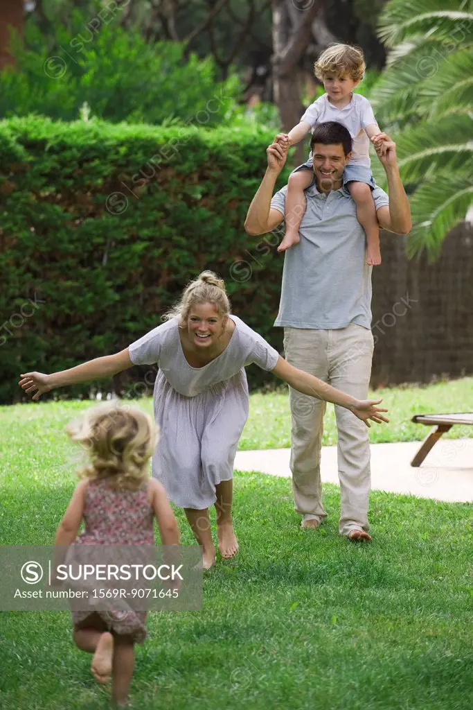 Family having fun outdoors