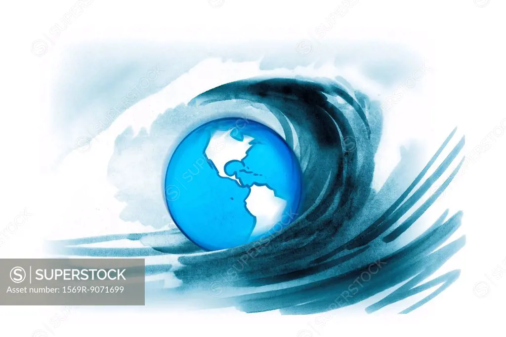 Surf engulfing planet earth