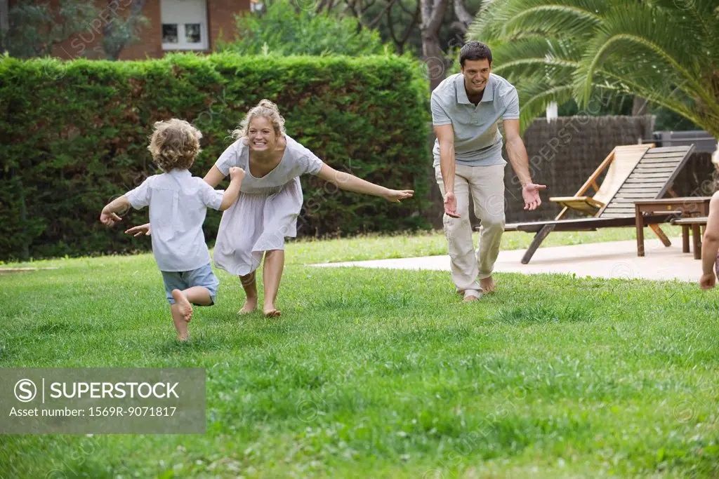 Family having fun together outdoors
