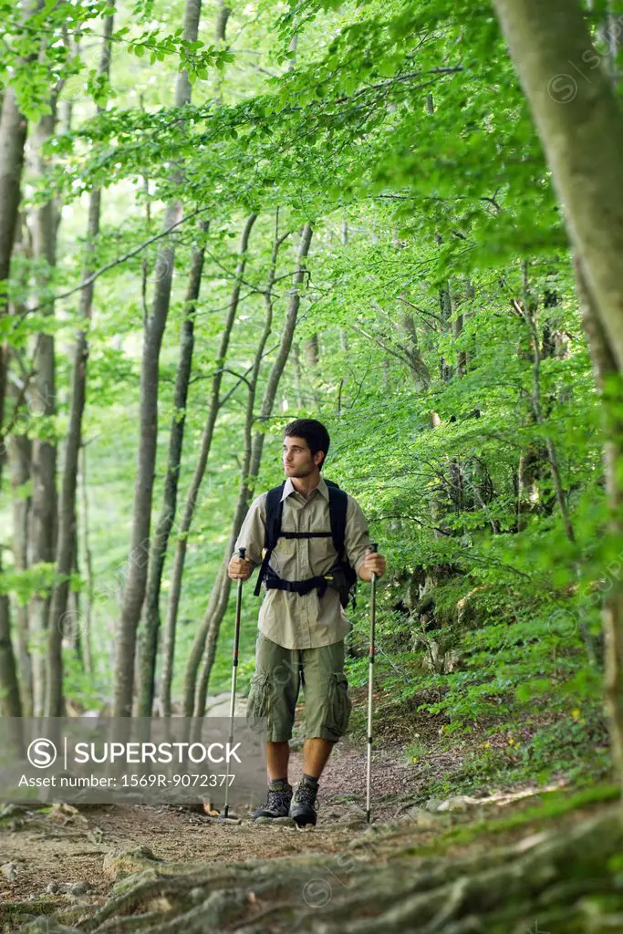Man hiking in woods
