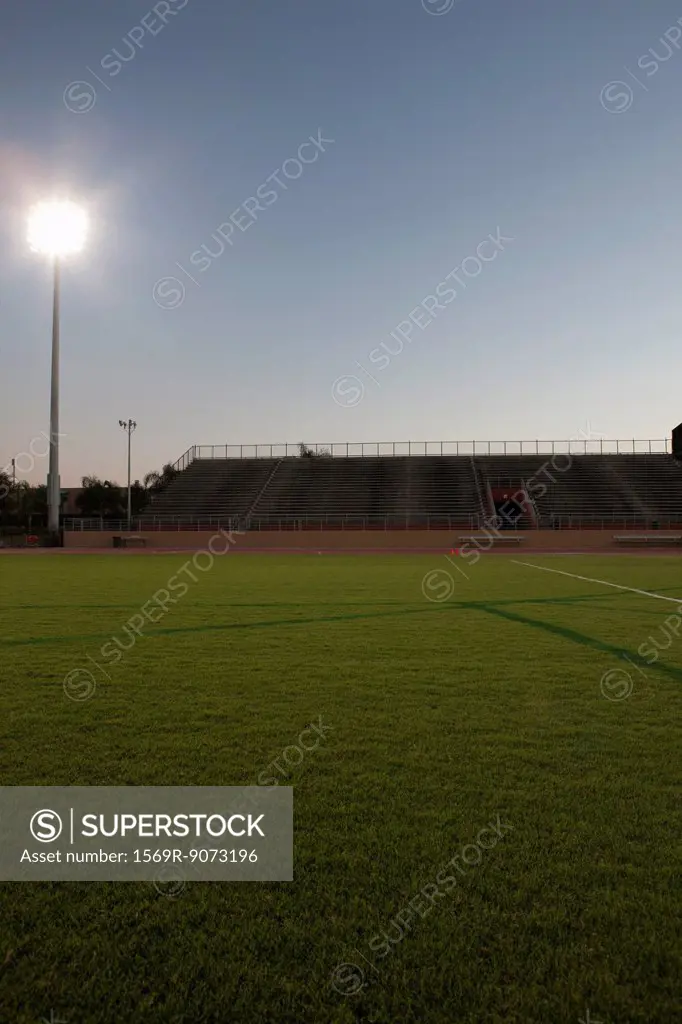 Empty sports field and stadium