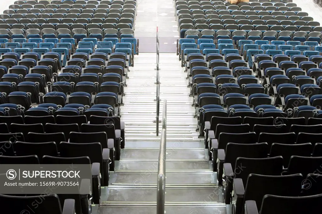 Bleachers in stadium, high angle view