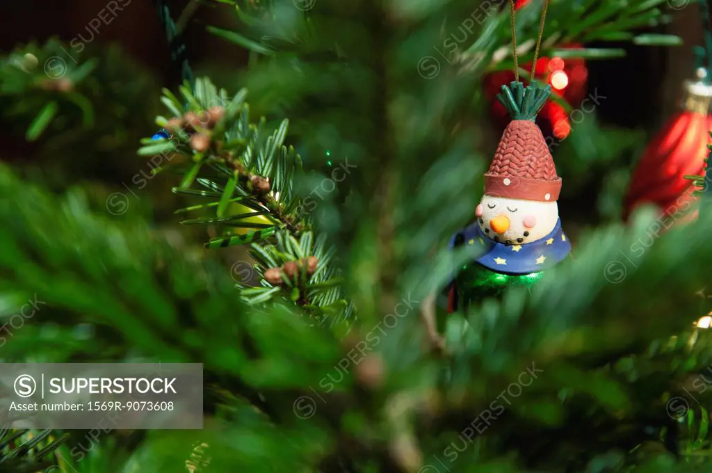 Christmas ornament hanging on Christmas tree
