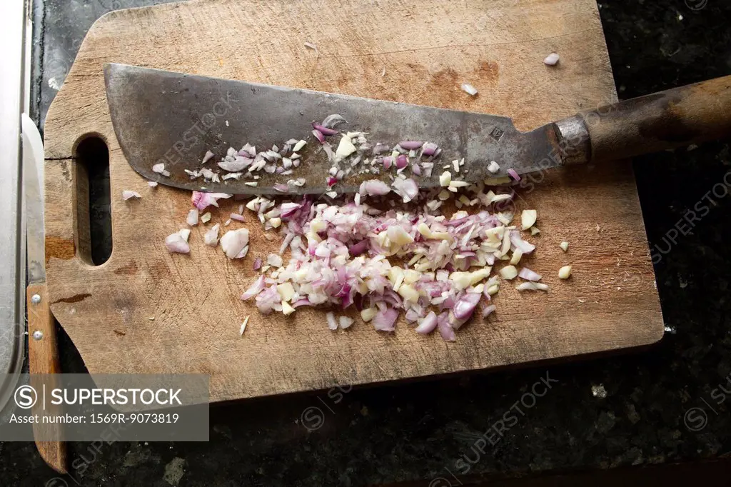 Chopped garlic and onion