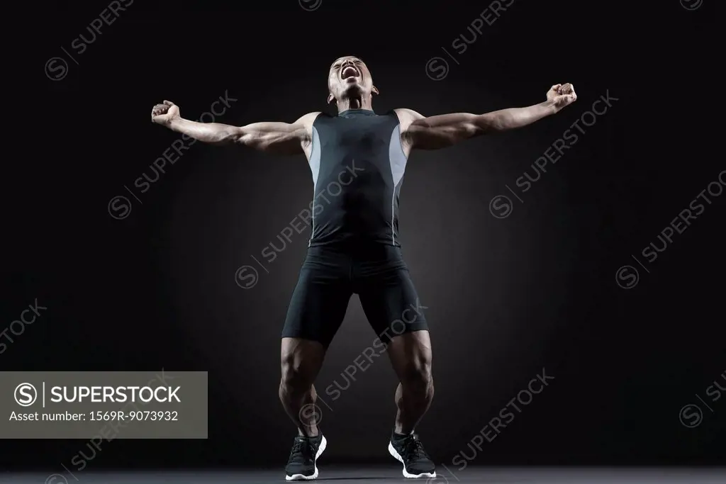 Male athlete shouting with excitement
