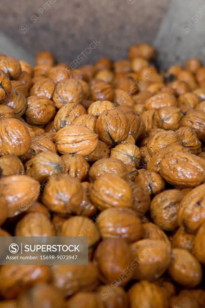 Walnuts being washed