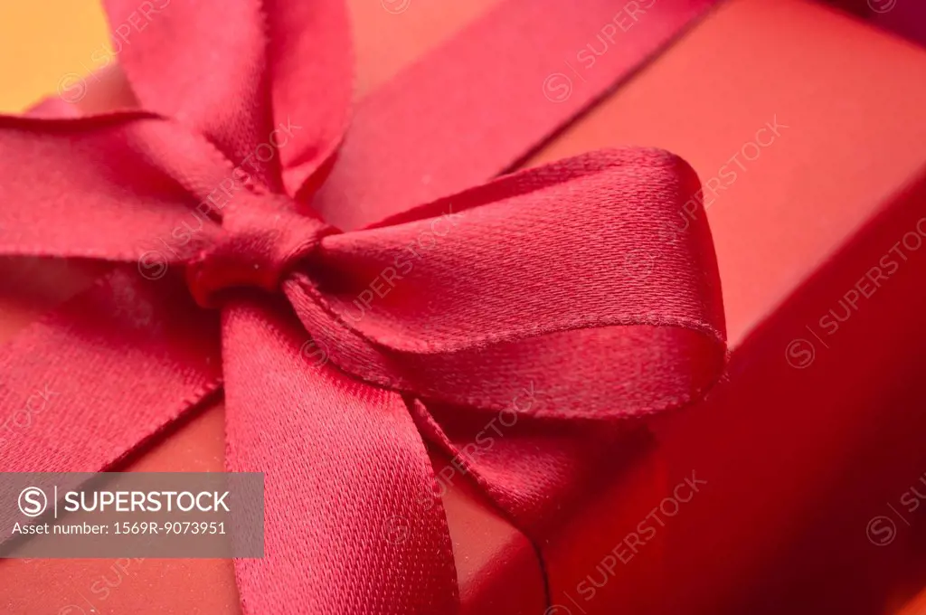 Festively wrapped gift, close_up
