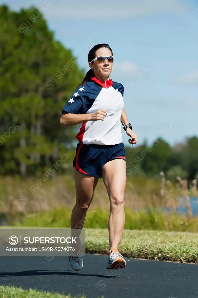 Woman running, portrait