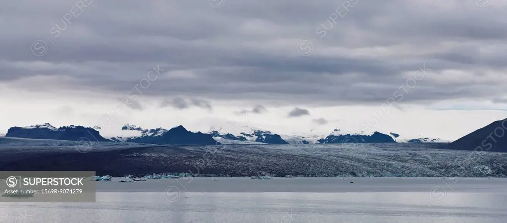 Panoramic view of Jokulsarlon glacial lagoon, Iceland