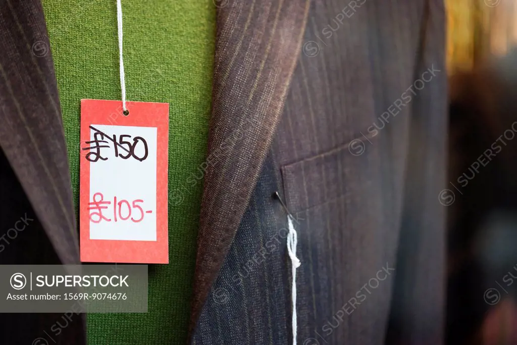 Sale tag on clothing